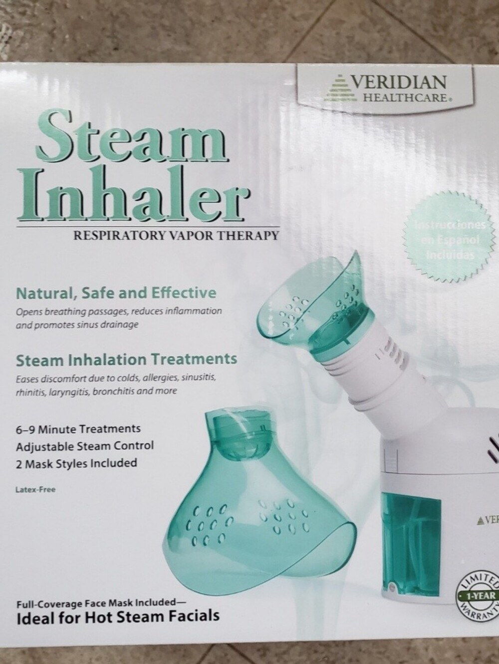 Veridian Healthcare Steam Inhaler Respiratory Vapor Therapy Green NEW in box.